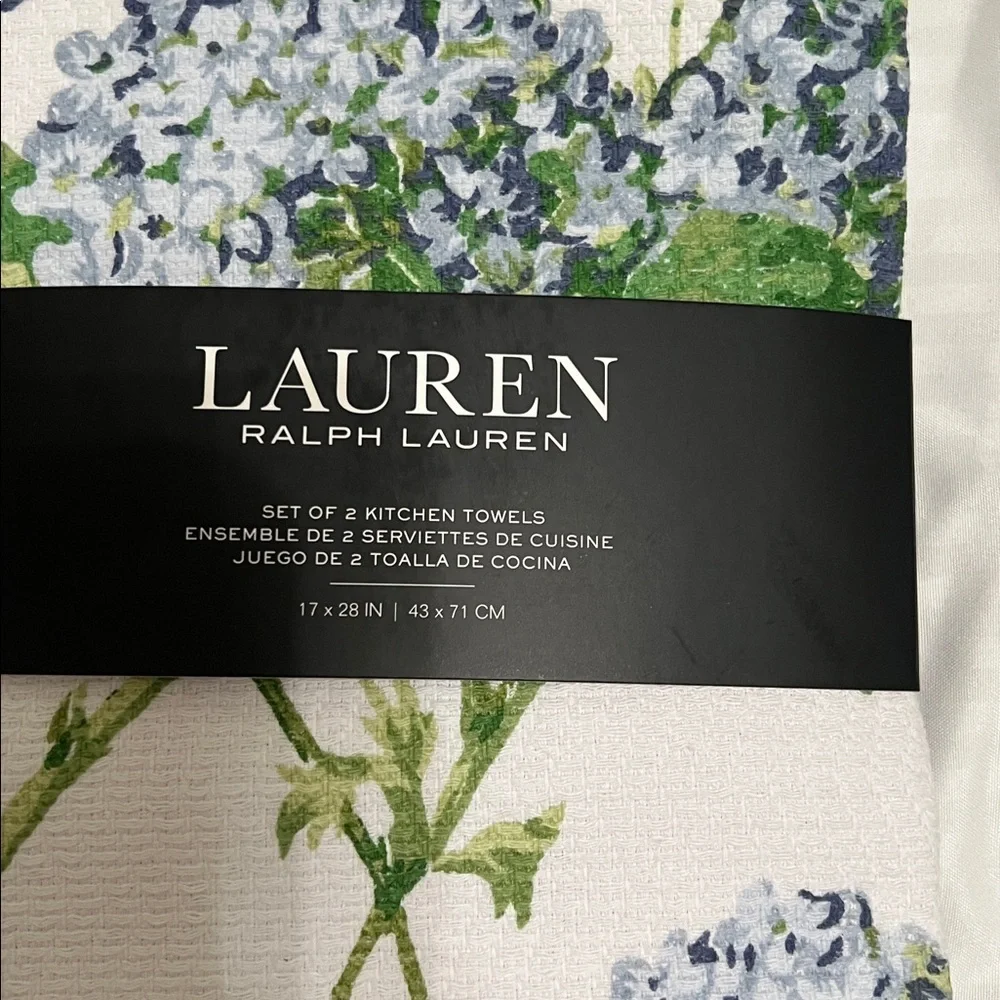 Lauren Ralph Lauren Kitchen Towels set of 2 Floral Hydrangeas
